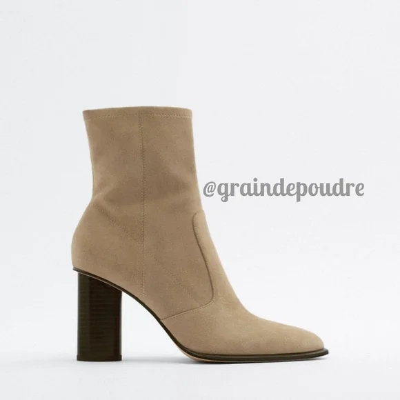 Zara Shoes Rare Zara Sand Beige Suede Soft Sock Cylindrical
